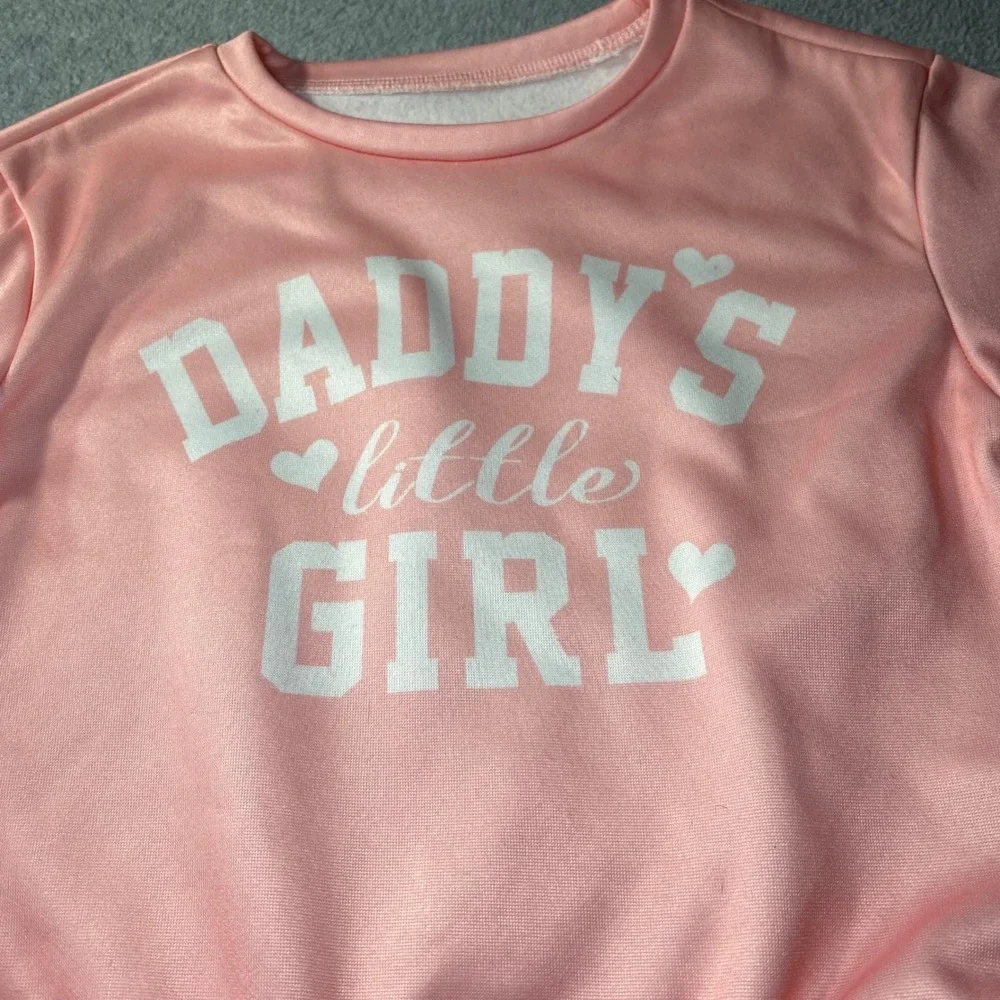 SHEIN Sweatshirt Sweatpants Set Kids 5Y‎ Pink Daddys Little Girl Graphic Joggers